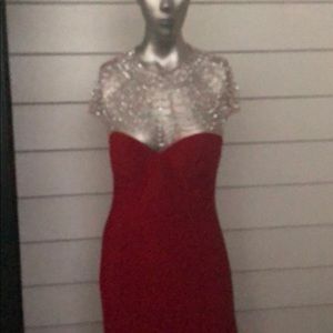 Gorgeous red knit beaded formal gown